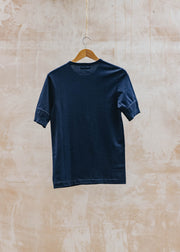 Merz B. Schwanen 207 Loopwheeled Henley T-Shirt in Blue Ink