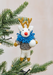 Rudolf with Blue Collar Ornament