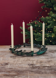Bungalow Advent Leaf Candleholder in Ming, 20cm