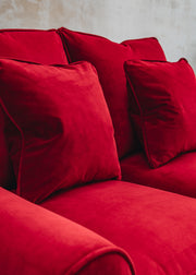 The Hastings Sofa Company Allium Sofa in Linwood Omega Crimson