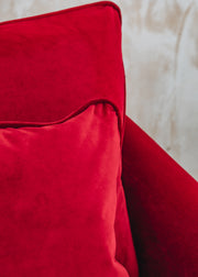 The Hastings Sofa Company Allium Sofa in Linwood Omega Crimson