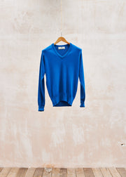 Kenny Ryder Ballantyne 100% Thick Blue Cashmere V-Neck/ S