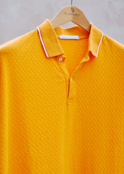 Kenny Ryder Ballantyne Orange Textured Cotton Knit Polo - XL