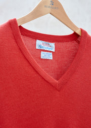 Kenny Ryder Ballantyne Red Cashmere & Silk V-Neck Jumper - M/L