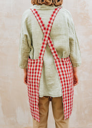 Burford Garden Co. Red Gingham Linen Crossback Apron