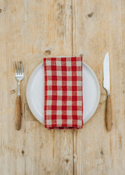 Libeco Red Gingham Linen Napkins, pack of two