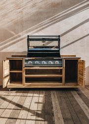 The Garden Furniture Centre Bari Reclaimed Teak Trolley Cabinet and Barbecue