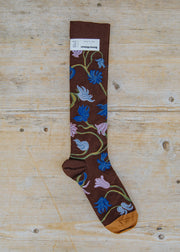 Eribé Chataigne Fleurs Long Socks