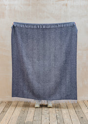 Libeco Herringbone Throw in Blackcurrant