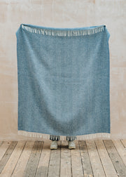 Bronte Moon Herringbone Throw in Blueberry