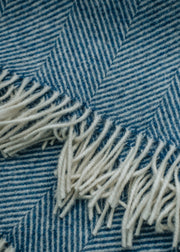 Bronte Moon Herringbone Throw in Blueberry