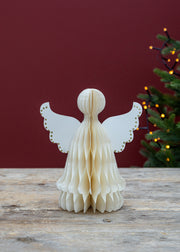 Bungalow Angel Honeycomb Decoration in Cream, 20cm