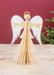 Bungalow Angel Honeycomb Decoration in Cream, 25cm