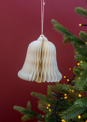 Bungalow Bell Honeycomb Decoration in Cream, 14cm