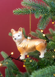 Bungalow Corgi Ornament in Pecan