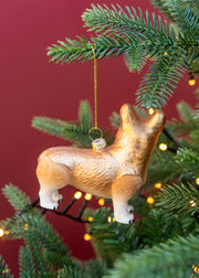 Bungalow Corgi Ornament in Pecan