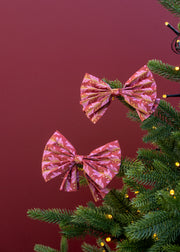 Bungalow Naya Paper Bow in Scarlet and Gold, 12cm, pack of two