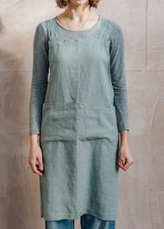 Baltic Flax Green Milieu Linen Crossback Apron