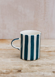 Musango Pottery Musango Pottery Demi Candy Stripe Mug in Teal