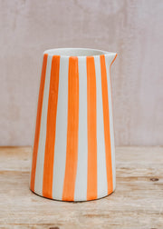 Musango Pottery Musango  Candy Stripe Pitcher in Tangerine