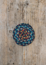 The Braided Rug Co. Coaster in Carnival Blue