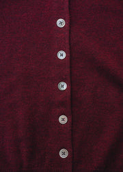 Cash-Ca Cardigan Tipped Crew in Plum and Crimson