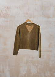 Cash-Ca Chunky Long Sleeve V-Neck Cardigan in Olive