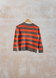 Eribé Chunky Striped 3/4 Sleeve Crew Neck Top in Carob and Firebrick