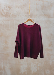 Cash-Ca Oversized Soft Crew Neck in Fig