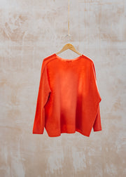 Cash-Ca Oversized Soft Crew Neck in Firebrick