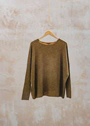Cash-Ca Oversized Soft Crew Neck in Olive