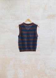 Cash-Ca Striped V-Neck Tank Top in Aubergine and Navy