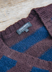 Cash-Ca Striped V-Neck Tank Top in Aubergine and Navy