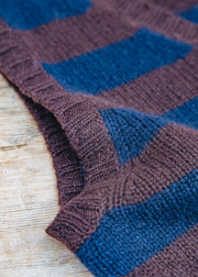 Cash-Ca Striped V-Neck Tank Top in Aubergine and Navy