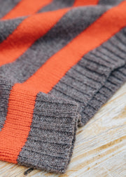 Cash-Ca Striped V-Neck Tank Top in Carob and Firebrick