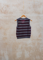 Cash-Ca Striped V-Neck Tank Top in Damson and Fig