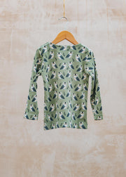 Pigeon Organics Children's Long Sleeved T-Shirt in Green with Owls