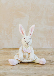 Le Toy Van Knitted White Rabbit in Crocheted Dress with Pink Bow