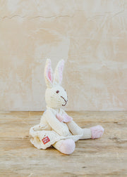 ChunkiChilli Knitted White Rabbit in Crocheted Dress with Pink Bow