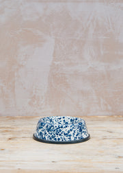 Crow Canyon Small Splatter Pet Bowl in Navy and Cream