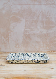 Crow Canyon Small Splatter Rectangular Tray in Navy and Cream