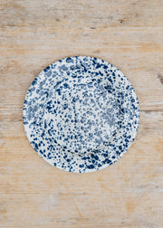 Crow Canyon Splatter Flat Salad Plate in Navy and Cream