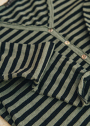 Cut Loose Cropped Pocket Cardigan in Black Stripe and Kelp