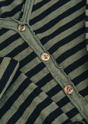 Cut Loose Cropped Pocket Cardigan in Black Stripe and Kelp