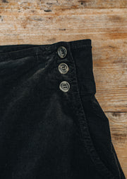 Cut Loose Mini Cord Button Trouser in Black