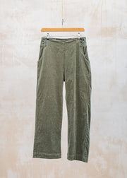 Cut Loose Mini Cord Button Trouser in Kelp