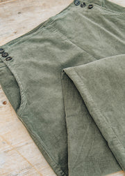 Cut Loose Mini Cord Button Trouser in Kelp