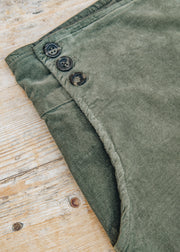 Cut Loose Mini Cord Button Trouser in Kelp