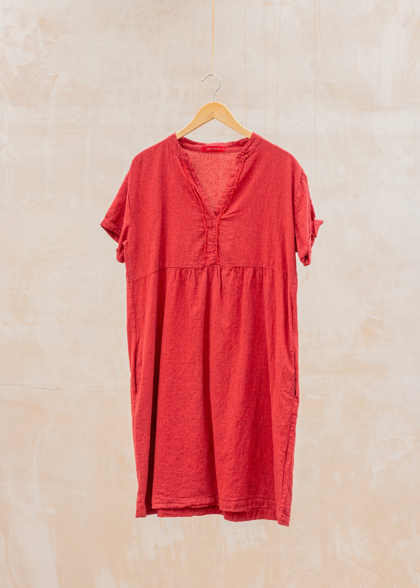 loose dress with pockets uk Relaxed Cap Sleeve Dress in Cherry – Burford Garden Co