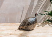 Sarl Caillard Deco Small Ceramic Guinea Fowl in Brown Black Spotted Grey